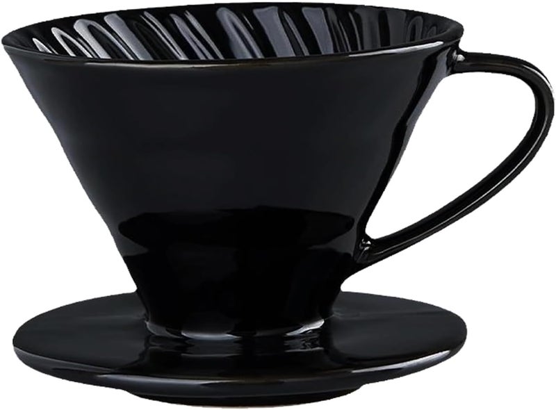 Cuisine Art Pour-over Coffee Filter Cup Filter Cup Ceramic Spiral Vintage Kiln Conical Drip Filter Cup Filter Cup,Ceramic Pour Over Coffee Dripper,Easy Manual Brew Maker,Ceramic Coffee Dripper(Black) - Image 1